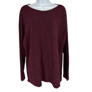 J Jill Women's Cotton Silk Blend Long Sleeve Round Neck Flecked Sweater Size L